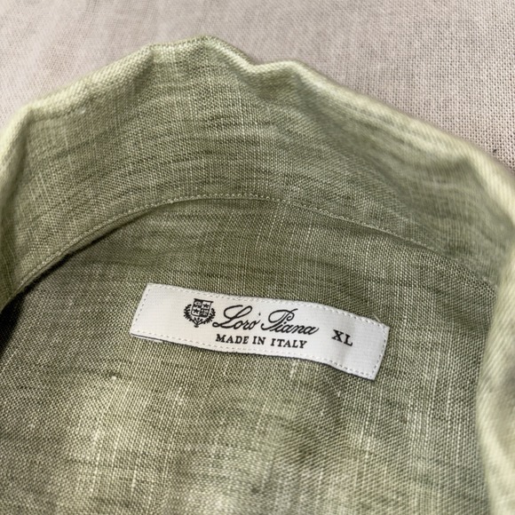 Loro Piana 100% Linen Andre Shirt sz XL Green Landscape Italian Luxury Menswear - Picture 7 of 11